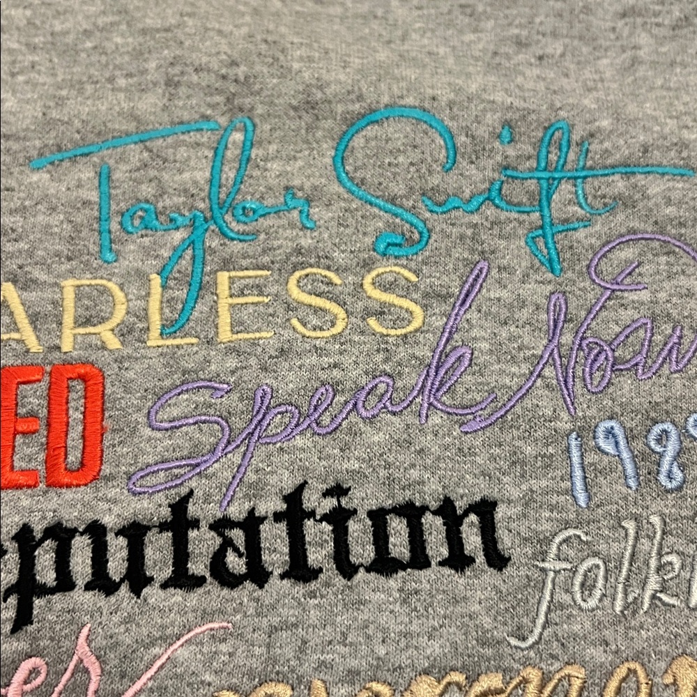 Taylor Swift Albums Embroidered Gray Sweatshirt Small Swiftie Apparel Cozy Top - Picture 7 of 16
